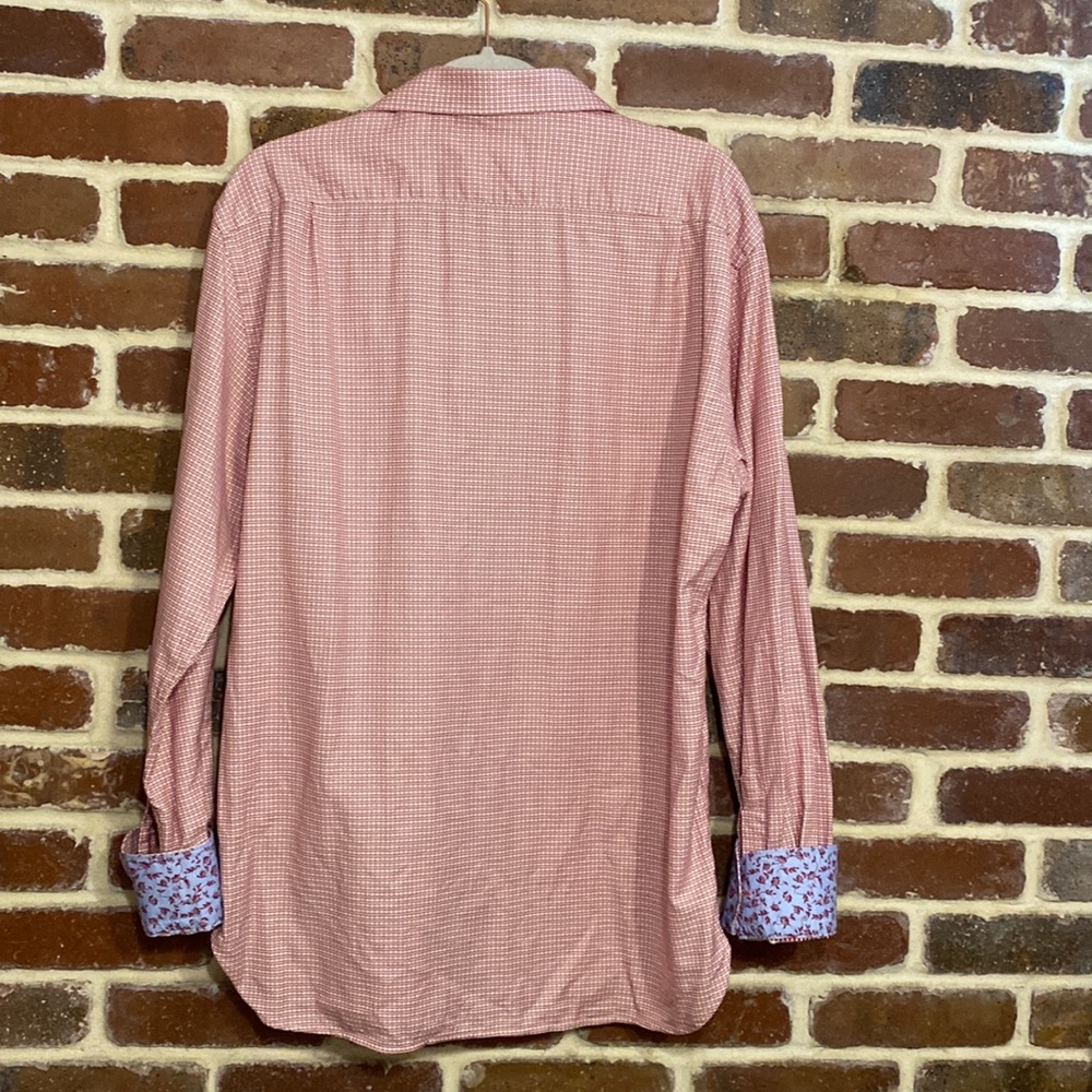 Hammer Made Red Pattern Button Down Shirt Size 16… - image 5